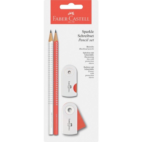 FABER-CASTELL Schreibset 4-teilig SPARKLE koralle/weiss