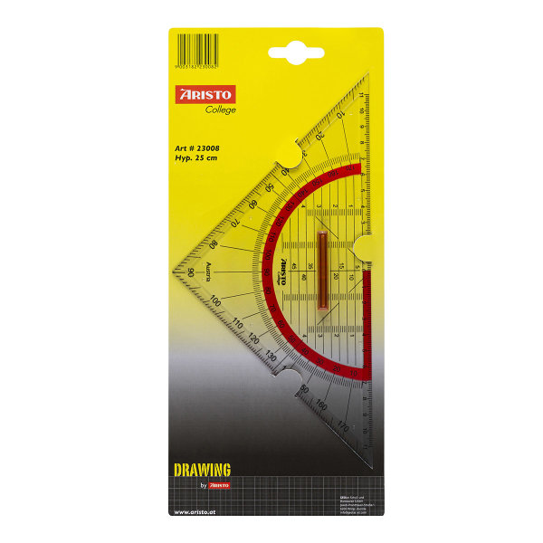 ARISTO GEO College geometrický trojuholník 25 cm, s odnímateľnou rukoväťou (AR23008)