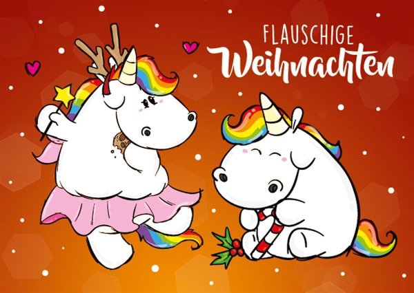 Pummeleinhorn Postkarte A6, "Flauschige Weihnachten"