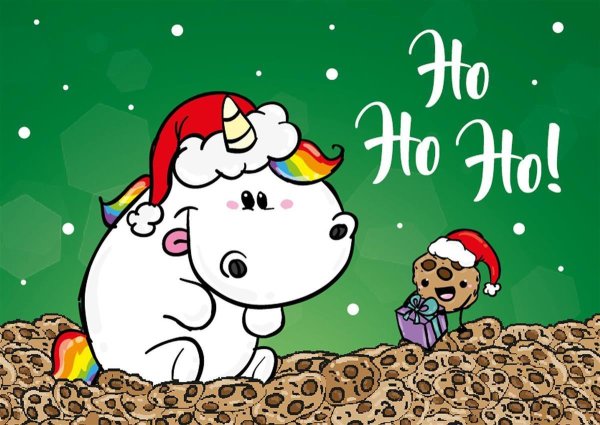 Pummeleinhorn Postkarte A6, "Ho Ho ho"