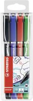Fineliner mit gefederter Spitze - STABILO SENSOR M - medium - 4er Pack - schwarz, blau, rot, grün