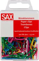 SAX Büroklammern bunt 100 Stk. 2,5 cm