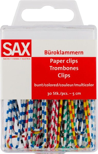 SAX Büroklammern bunt 30 Stk. 5 cm