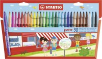 Filzstift - STABILO power - 30er Pack - mit 30 verschiedenen Farben