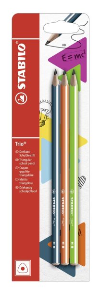 STABILO Trio sada trojhranných školských ceruziek - 3 ks - tvrdosť HB - petrolejová / oranžová / zelená