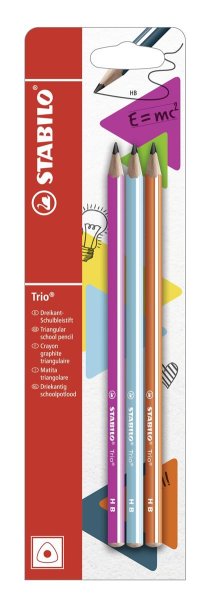 Dreikant-Schulbleistift - STABILO Trio Bleistift in pink, blau & orange - Härtegrad HB - 3er Pack