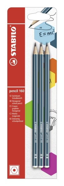 Bleistift - STABILO pencil 160 in petrol - Härtegrad HB - 3er Pack