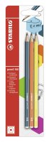 Bleistift - STABILO pencil 160 in petrol, orange, gelb - Härtegrad HB - 3er Pack