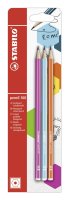 Bleistift - STABILO pencil 160 in pink, blau, orange - Härtegrad HB - 3er Pack