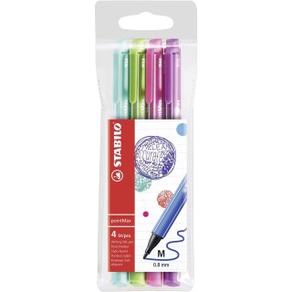 Filzschreiber - STABILO pointMax - 4er Pack - Designfarben - eisgrün, hellgrün, rosarot, lila