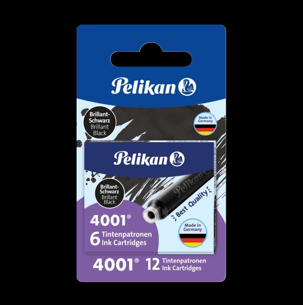 Pelikan 4001 standard - atramentová náplň - 2 x 6 ks - nevymazateľný atrament - čierna