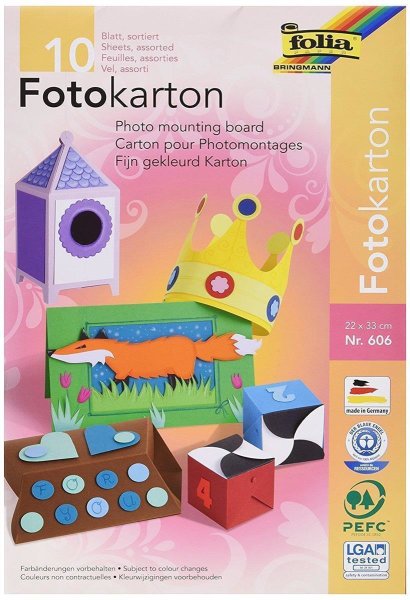 folia Fotokartonblock, 220 x 330 mm, farbig sortiert