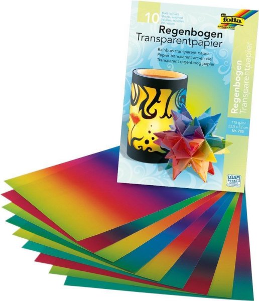 folia Transparentpapier "Regenbogenfarbe" 22,5 x 32 cm 10 Blatt