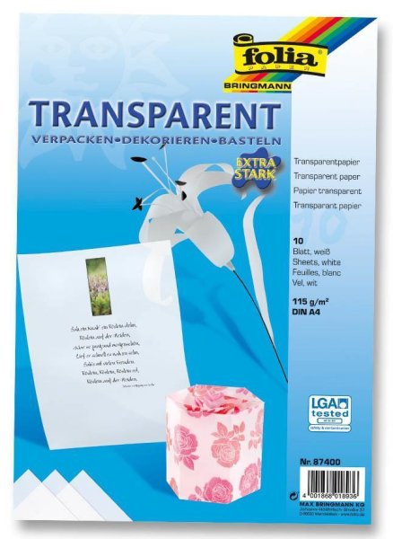 folia - transparentný papier A4, 115 g / m² - biely