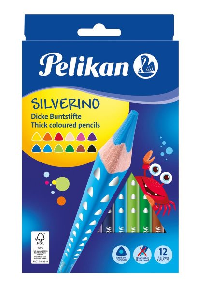 Pelikan Dreikant-Buntstifte SILVERINO dick, 12er Kartonetui