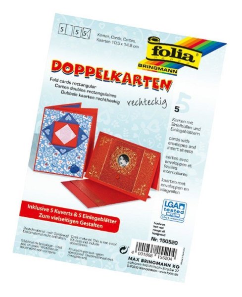 folia Doppelkarten, 105 x 150 mm, 220 g/qm, hochrot