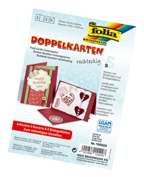 folia Doppelkarten, 105 x 150 mm, 220 g/qm, dunkelrot