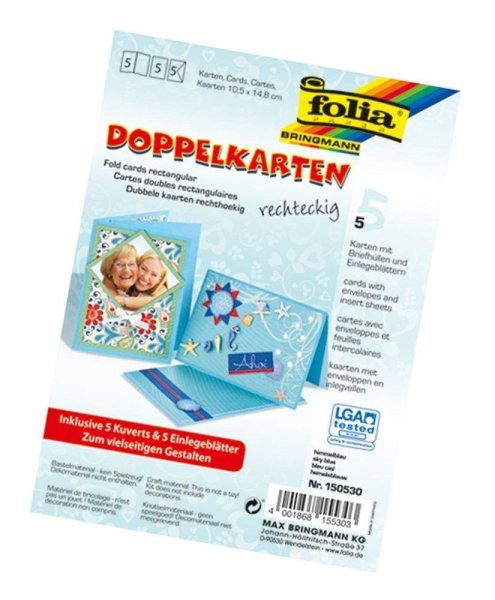 folia Doppelkarten, 105 x 150 mm, 220 g/qm, himmelblau