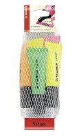 Textmarker - STABILO NEON - 5er Pack - grün, orange, pink, 2 x gelb