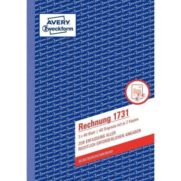 AVERY Zweckform Formularbuch "Rechnung", 3 x 40 Blatt