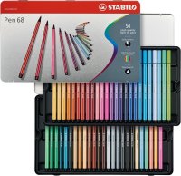Premium-Filzstift - STABILO Pen 68 - 50er Metalletui - mit 46 verschiedenen Farben
