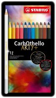 Pastellkreidestift - STABILO CarbOthello - 12er Metalletui - mit 12 verschiedenen Farben