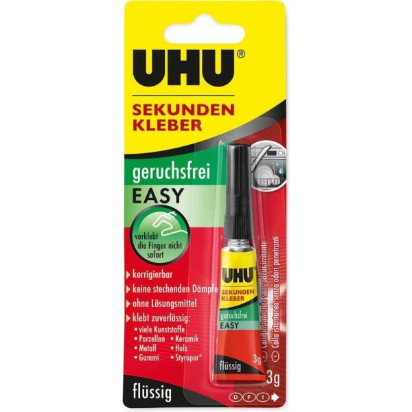 UHU Sekundenkleber EASY, lösemittelfrei, 3 g in Tube