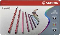 Premium-Filzstift - STABILO Pen 68 - 30er Metalletui - mit 30 verschiedenen Farben