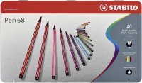 Premium-Filzstift - STABILO Pen 68 - 40er Metalletui - mit 40 verschiedenen Farben