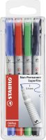 Folienstift - STABILO OHPen universal - wasserlöslich superfein - 4er Pack - grün, rot, blau, schwarz