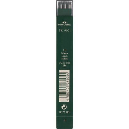 FABER-CASTELL náhradné tuhy TK 9071 do verzatilky - tmavočierne - 3,15 mm - 6B