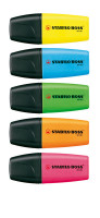 Textmarker - STABILO BOSS MINI - 5er Pack - gelb, blau, grün, orange, pink