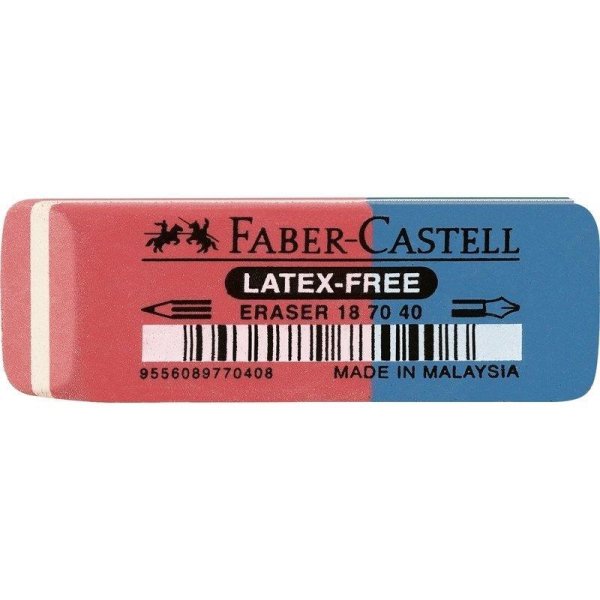 FABER-CASTELL Kautschuk-Kombi-Radierer 7070-40, rot / blau