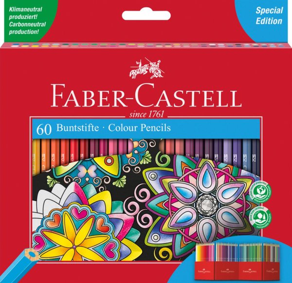 FABER-CASTELL Hexagonal-Buntstifte CASTLE, 60er Kartonetui