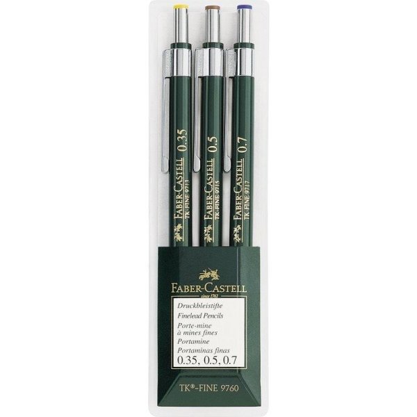 FABER-CASTELL Druckbleistift TK-Fine 0,35 / 0,50 / 0,70mm, 3er Etui