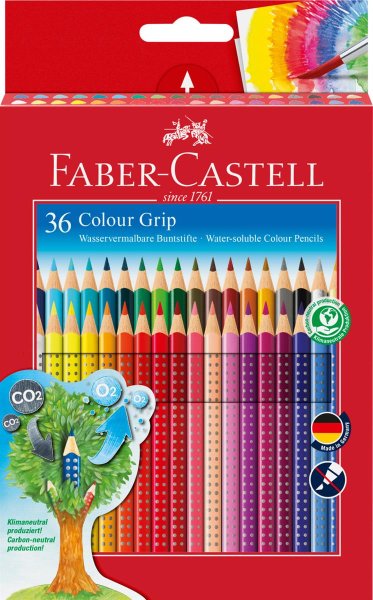 FABER-CASTELL trojhranné akvarelové farbičky - Colour GRIP - 36 rôznych farieb