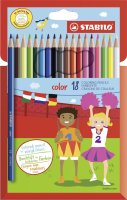 Buntstift - STABILO color - 18er Pack - mit 18 verschiedenen Farben inklusive 3 Neonfarben