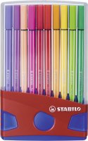 Premium-Filzstift - STABILO Pen 68 Colorparade - 20er Tischset in blau/rot - mit 20 verschiedenen Farben