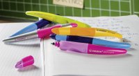 Ergonomischer Tintenroller für Rechtshänder - STABILO EASYoriginal in pink hell/dunkel - Einzelstift - Schreibfarbe blau (löschbar) - inklusive Patrone