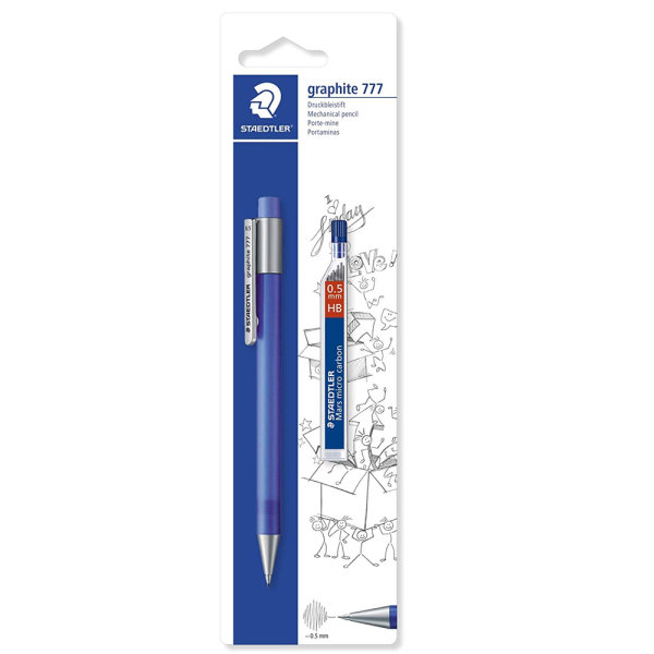 STAEDTLER Druckbleistift graphite 777 0,5mm + Ersatzminen blau