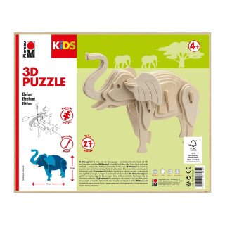 Marabu KiDS 3D Puzzle &quot;Elefant&quot;, 27 Teile