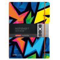 herlitz my.book flex Notizheft A4 2 x 40 Blatt liniert/kariert Neon Art