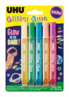UHU Glitzerkleber Glitter Glue Glow in the Dark, Inhalt:...