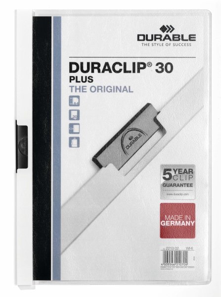 DURABLE DURACLIP 30 PLUS Klemmmappe DIN A4 weiß