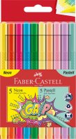 FABER-CASTELL Fasermaler GRIP Neon + Pastell, 10er Etui