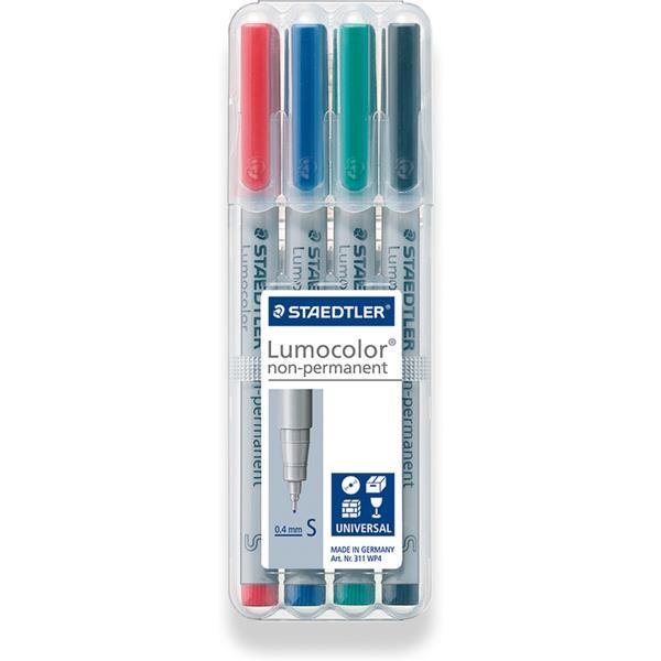 STAEDTLER Lumocolor 311 univerzálny popisovač 0,4 mm, 4 ks v boxe - nepermanentný