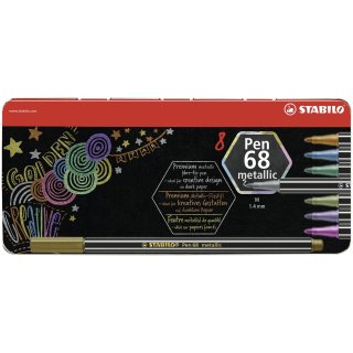 Premium Metallic-Filzstift - STABILO Pen 68 metallic - 8er Metalletui - mit 8 verschiedenen Metallic-Farben