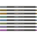 Premium Metallic-Filzstift - STABILO Pen 68 metallic - 8er Metalletui - mit 8 verschiedenen Metallic-Farben