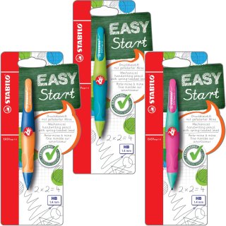Ergonomischer Druck-Bleistift für Rechtshänder - STABILO EASYergo 1.4 - inklusive 3 dünner Minen - Härtegrad HB