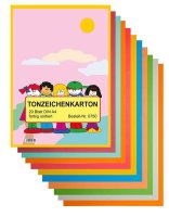 TSI Tonzeichenkarton A4 - 20 Blatt farbig sortiert